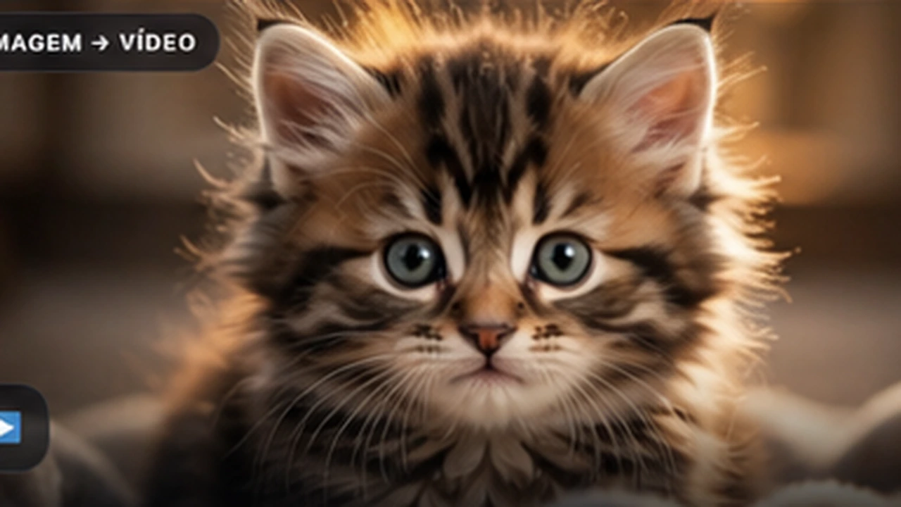 Gatinho de pelo longo pronto para animar em vídeo